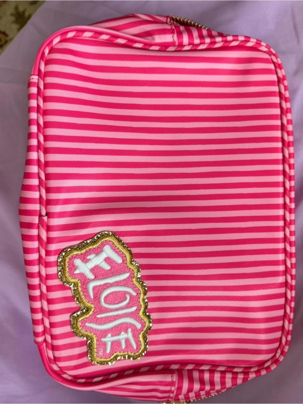 Stoney Clover Lane Pink Striped Cosmetic Case Eloise at the plaza
